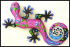 Painted Metal Gecko Wall Hanging, Metal Decor,Outdoor Wall Art,Funky Wall Decor - Bright Pink  - 24"